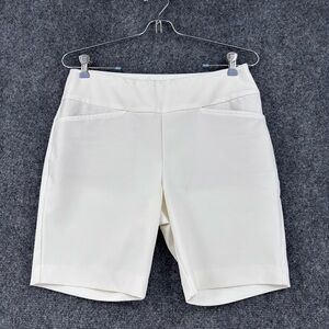 Ibkul White Pull On Bermuda Golf Shorts Women’s 4 Preppy 7” Inseam High Rise